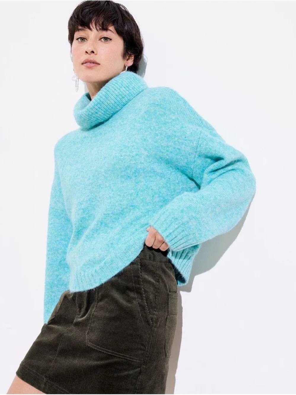 Light Blue Turtleneck Sweater - Soft Cozy Knit